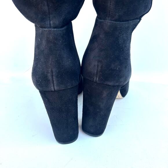Sam Edelman Caprice Black Suede Knee-High Boots Tall Chunky Heels 10 - Picture 7 of 10